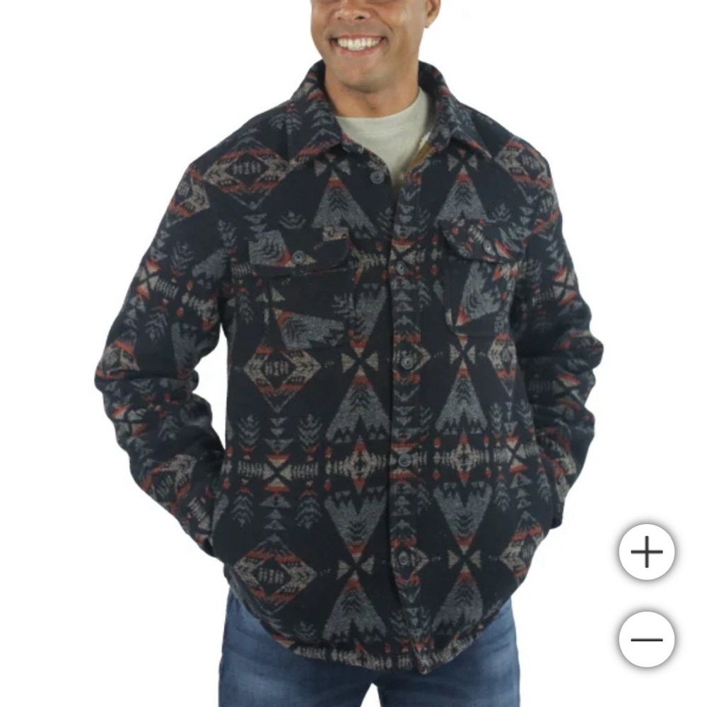 Jachs Men’s Multi Aztec Sherpa Lined Wool Blend  Winter Jacket Shacket New - Picture 4 of 15